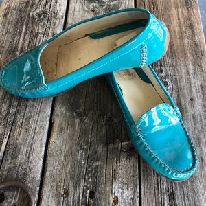 Blue patent Geox loafers